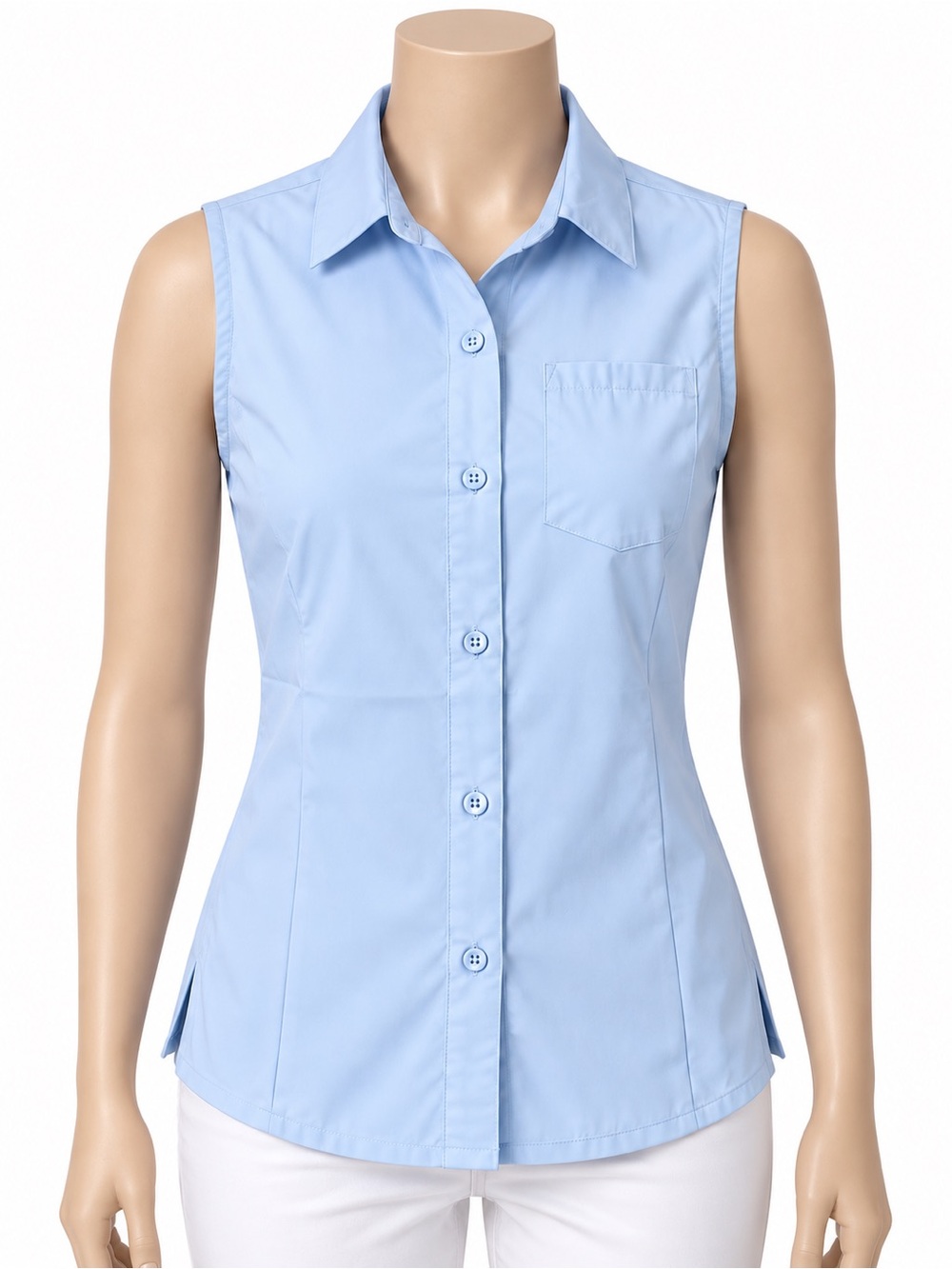 Spyder Sleeveless Button-Down Shirt in Light Blue,